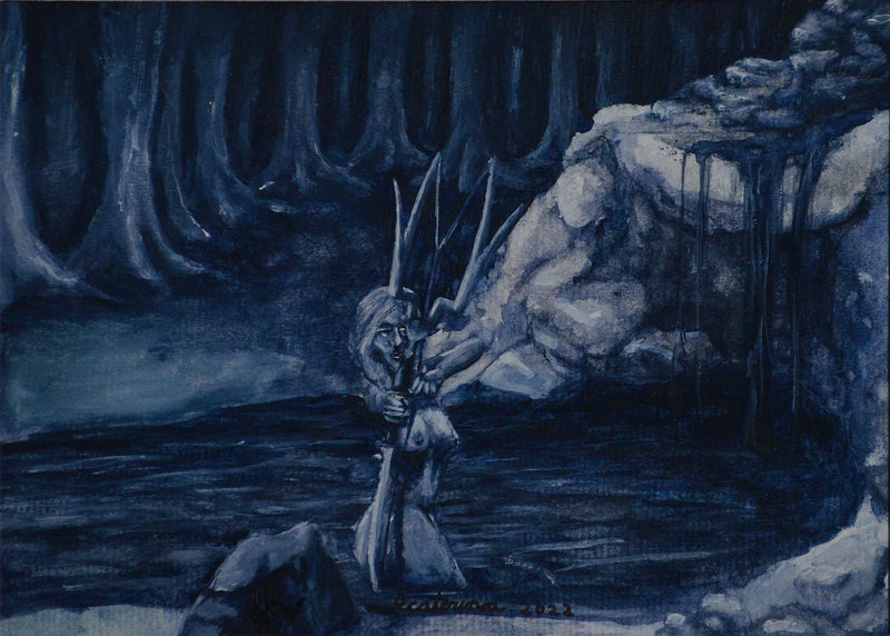 Original Art Painting: 'Bathing Waterfall'