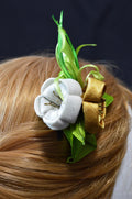 Handcrafted Kanzashi Hair Clip with Floral Design