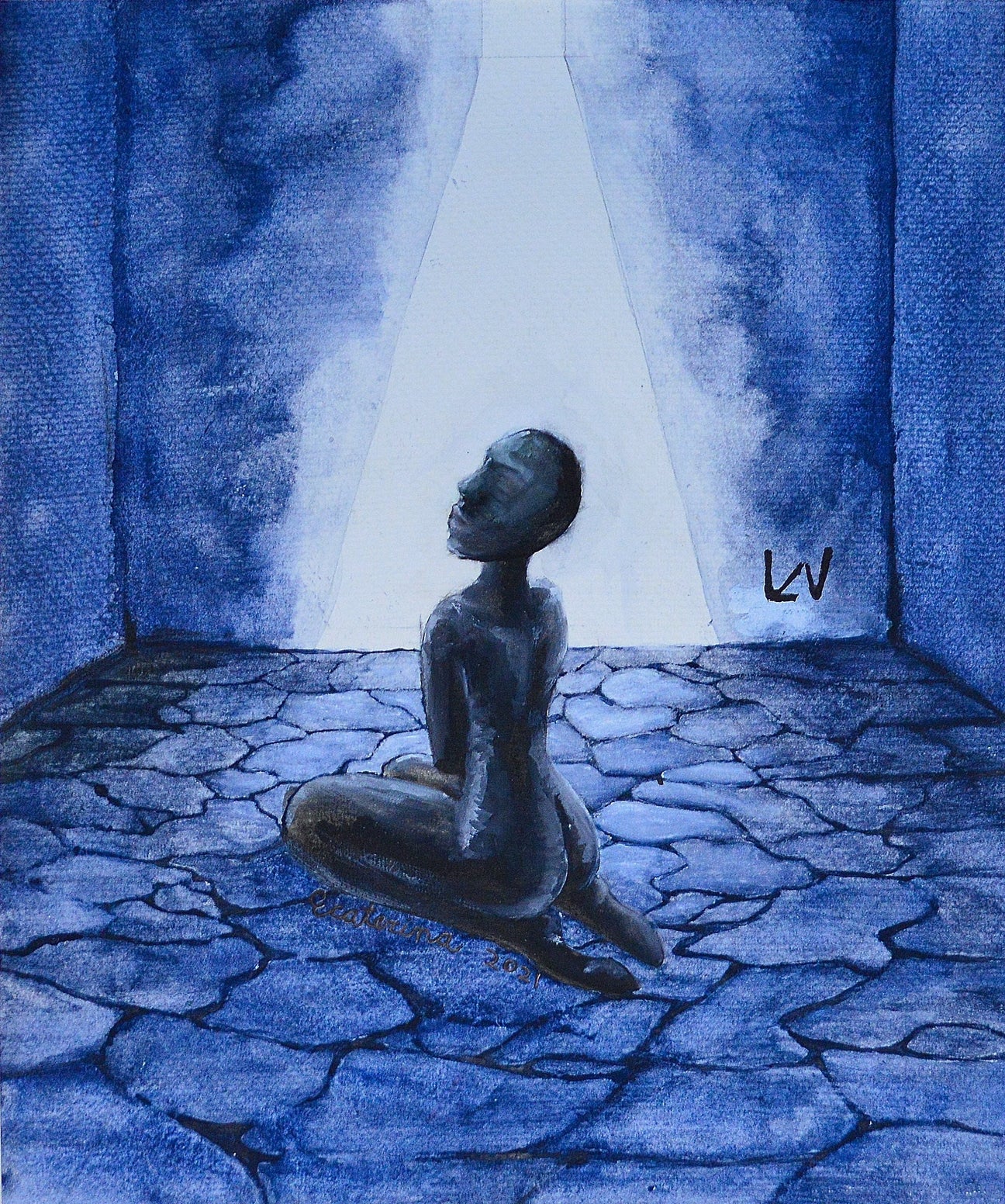 Original Art Print 'Enjoying the View' - Erotic Watercolor Print for Intimate Spaces