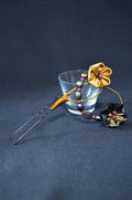 Handcrafted Kanzashi Hairpin with Black and Gold Floral Design With Real Fresh Water Pearls